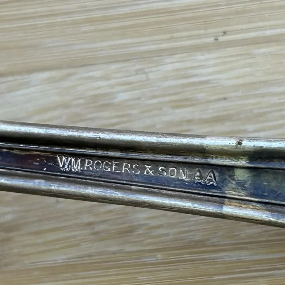 Vintage WM Rogers & Son AA Silverplate Gravy Ladle Floral Handle
